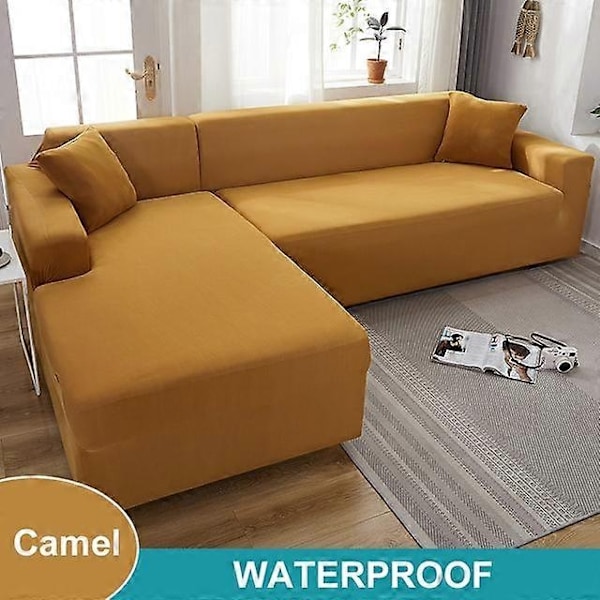 Vandtæt Sofabetræk 1/2/3/4 Personers Sofabetræk til Stue Elastisk Solidt L-formet Hjørnesofabetræk til Sofa Lænestol - Xin camel 4 Seater 235-300cm