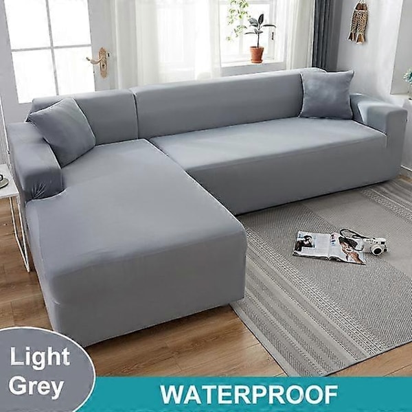 Vanntett Sofatrekk 1/2/3/4 Seter Sofatrekk for Stue Elastisk Solid L-formet Hjørnesofatrekk for Sofa Stol - Xin light grey 2 Seater 145-185cm