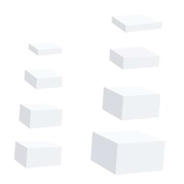 8x Akryl Kub Display Box Riser Nesting Riser Ställ för Mat Tårta Dessert Vit-xindaren White