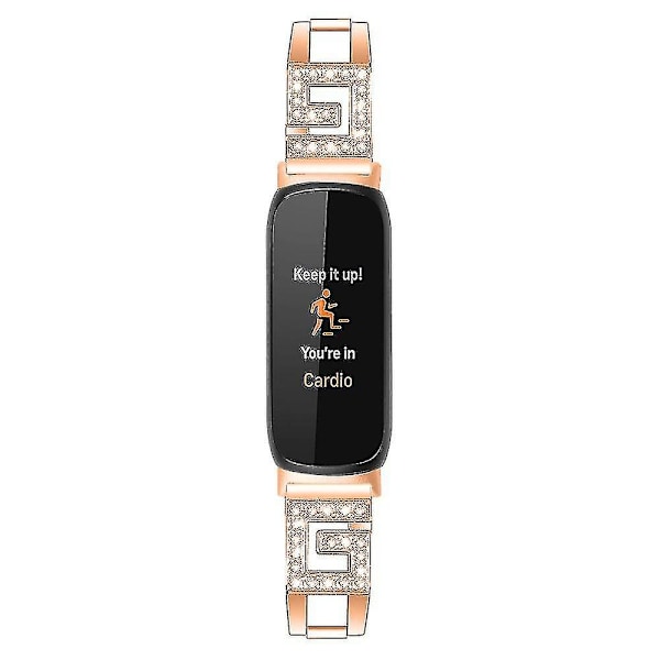 Udskiftningsrem til Fitbit Inspire 3 G-formet rhinestone dekoreret metal armbånd - Xin Pink gold, Rose Gold Style B Fitbit Inspire 3