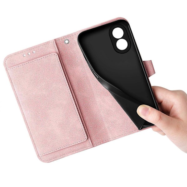 Kompatibel med Oppo A38 4G/ A18 4G Deksel Blomsterpreget Lær Glidelås Lommebok Telefondeksel-xindaren Pink