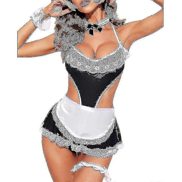 Naisten piika Cosplay alusvaatteet pitsi halter yöpaita stringit setti seksikäs asu Happy H-Xin S