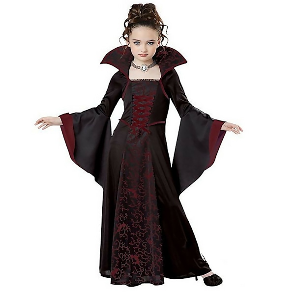 Børnepige Performance Vampyr Kostume Halloween Hexe Kostume Bourgogne-Xin wine red 140cm