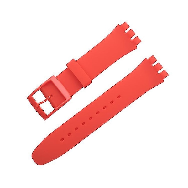 Sopii Swatch jelly kolmisilmäiselle klassikolle 12/17/19/20MM kolmikärkinen silikoniranneke-Xin Red 12mm