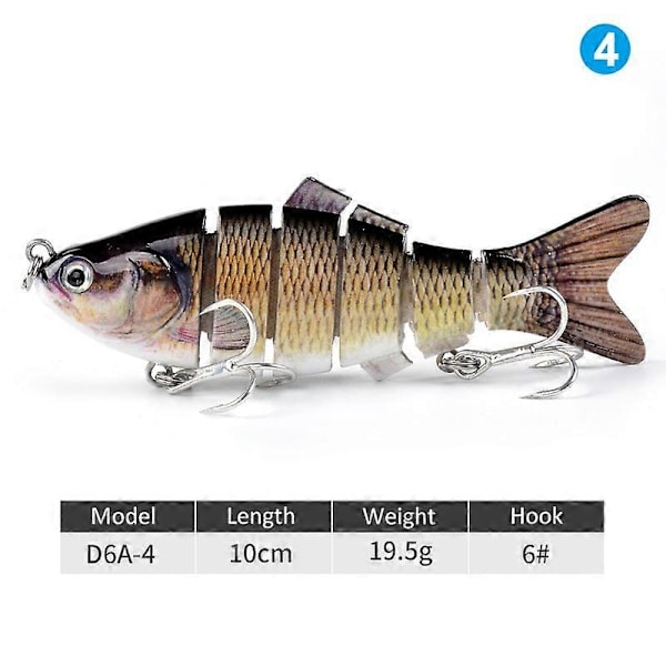 Robot Simbad 10cm Multi-sektion Fiskebete med 6 Krokar, Livsliknande Hårdbete - Xin D