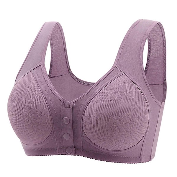 Frontluknings-blonde-bh til modne kvinder - uden bøjle, støttende-Xin purple 42 inches