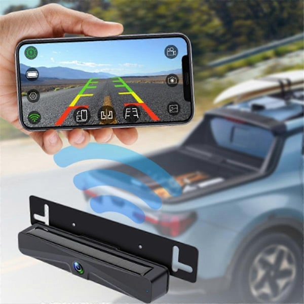 Bil Bakre Registreringsskylt Kamera 1080P Backkamera Solenergi Backkamera Trådlös Bil APP Kamera-xindaren