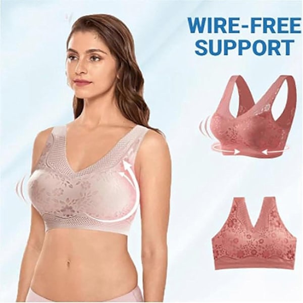 Ortopedisk BH för Kvinnor, Anti-Häng BH för Äldre Kvinnor, Hållningskorrigerande BH, Andningsbar Push up BH - Xin Beige 3X-Large