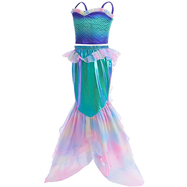 Lilla sjöjungfrun prinsessklänning kostym flickor kostym festklänning-Xin 120cm