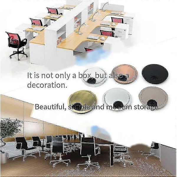Skrivebords Kabelhul Dæksel - Computer Organizer Grommet til Desktop Kabelstyring - Xin Matte Black 60mm
