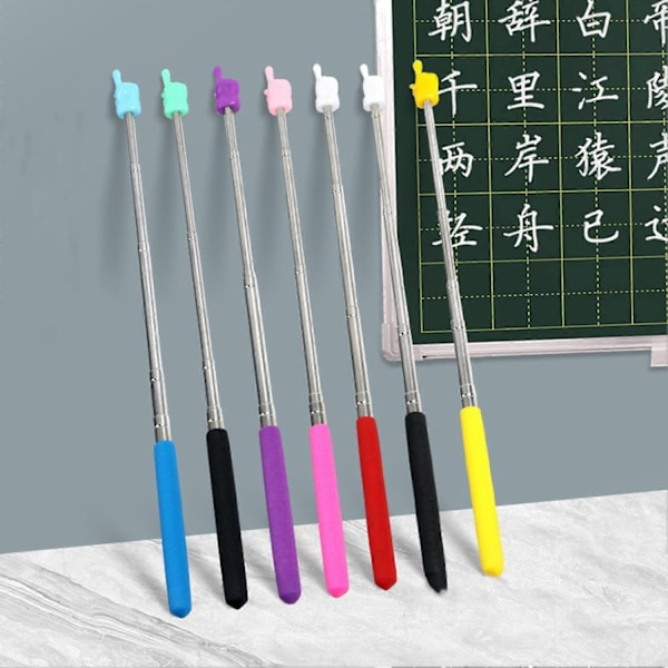 Uttrekkbar lærerpeker, farget, sklisikkert håndtak, fingerdesign, teleskopstang i rustfritt stål, multifunksjonell lang veiledningspeker for undervisning - xindaren Silver - Pink
