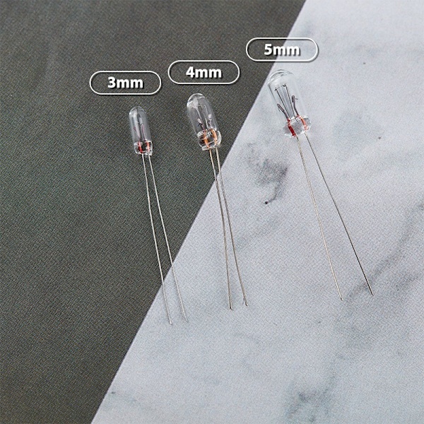 10 kpl Mini 3/4/5 mm 3/6/12/24V lamppu Edison hehkulamppu Kirkas-Xin Clear 4mm: 12V