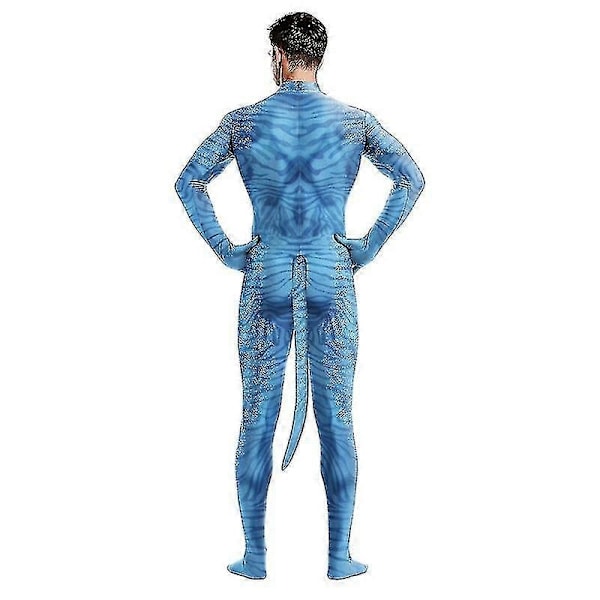 Film Avatar 2 Jake Sully Cosplay Jumpsuit med Svans Fest 3D Avatar Vattnets Väg Kostym Halloween Zenti Party Bodysuit-Xin B273-1027 L