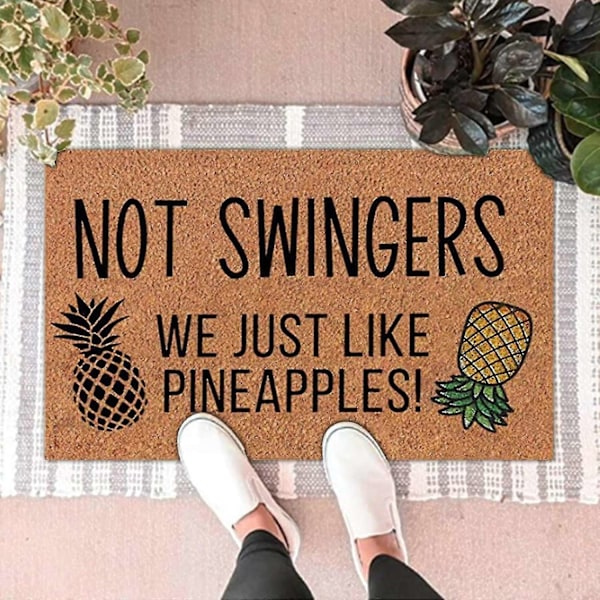 Black Friday 2023 Invertert Ananas Dørmatte, 60 x 40 cm Innendørs Utendørs Inngangsmatte Sklisikker Søt Frukt Dekorativt Teppe for Julebord - Xin A