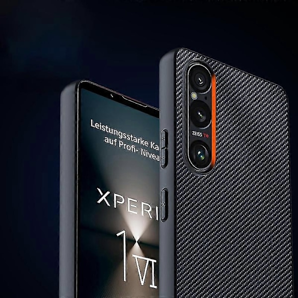 Kompatibel med Sony Xperia 1 VI Karbonfiberdeksel: Støtsikkert TPU+PC-deksel med Hevede Kanter & Anti-Fingeravtrykk-xindaren Black