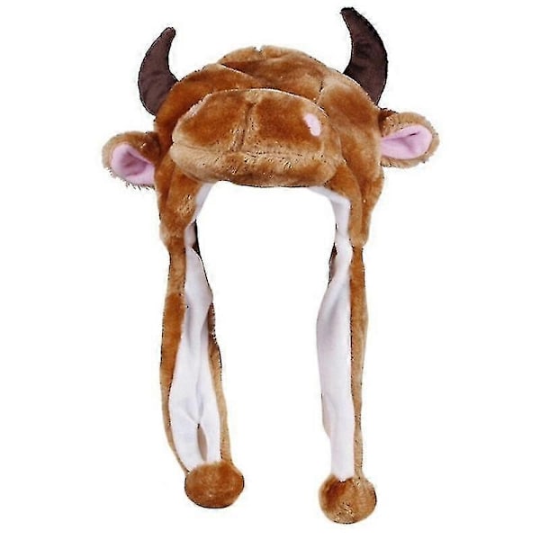 Aikuisten Lasten Talvi Söpö Pehmoeläin Hahmo Pipohattu Tupsuilla ja Pitkillä Nauhoilla Hauska Täytetty Lelukorvaläppä Hattu Cosplay-xindaren Cow