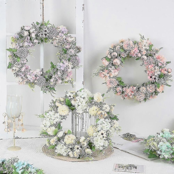 Kunstig Peon Blomsterkrans - Dørkrans 40cm Falsk Peon Vårkrans Kompatibel Inngangsdør, Vegg, Bryllup, Hjemmeinnredning-o-xindaren Purple