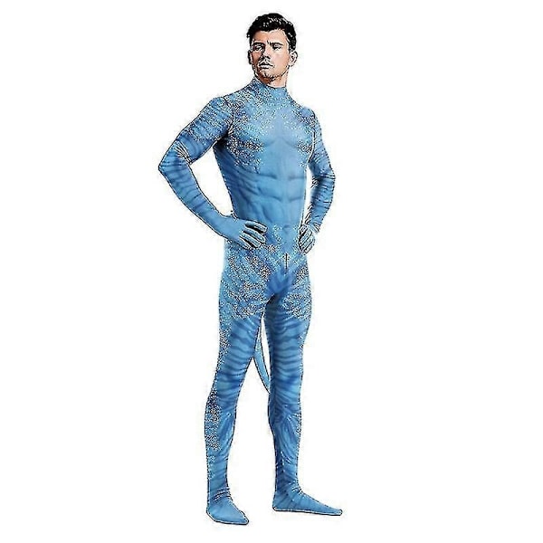 Film Avatar 2 Jake Sully Cosplay Jumpsuit med Svans Fest 3D Avatar Vattnets Väg Kostym Halloween Zenti Party Bodysuit-Xin B273-1028 XL