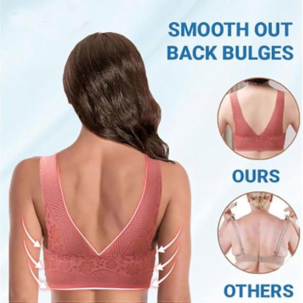 Ortopedisk BH för Kvinnor, Anti-Häng BH för Äldre Kvinnor, Hållningskorrigerande BH, Andningsbar Push up BH - Xin Watermelon Red 3X-Large
