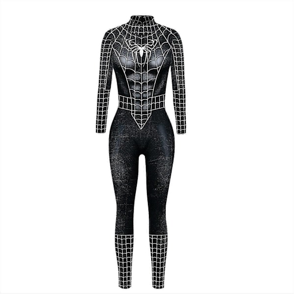 Sexy Bodysuit Sort Spider Woman Spandex Jumpsuit Halloween Cosplay Kvinder Superhelt Kostume-Xin Mask XL