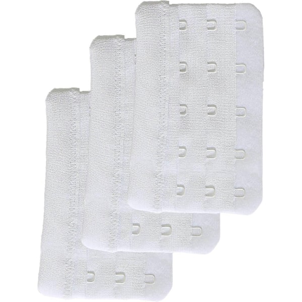 BH-förlängare för kvinnor, 5 krokar, plusstorlek, 3-pack - Xin White
