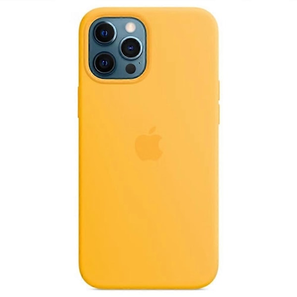 Kompatibel med iPhone 12 Pro Max Deksel Kompatibel med MagSafe 1:1 Skala Silikondeksel [Induksjon Popover] - Ye-xindaren Yellow