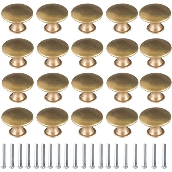 20x Børstet gull Vintage messing dørhåndtak 30mm runde møbelhåndtak Ha-Xin