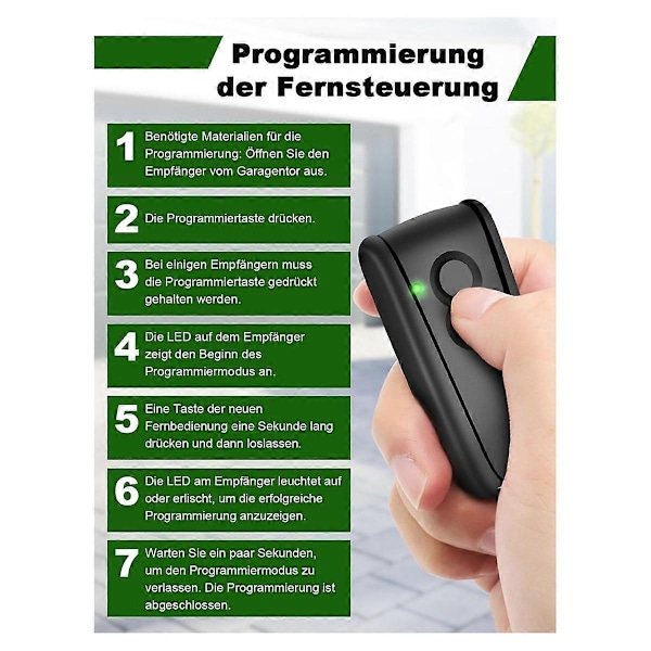 433,92 MHz kaukosäädin garagien ovien avaajille, 2-kanavainen käsikäyttöinen lähetin, sopii RSC2, RSE2-Xin malleille