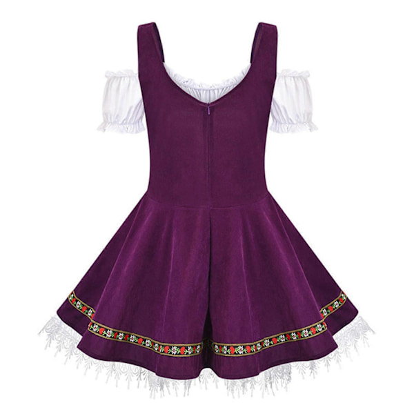 Lyxig Oktoberfest Ölservitris Utklädningsdräkt Heidi Kostym Bayersk Tysk Klänning-Xin Blue 4XL