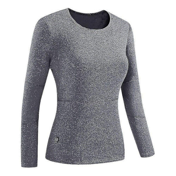 Vinter Termisk Oppvarmet Jakke 28 Områder Vandringsskjorter Ski Dresser Oppvarmet Klær Oppvarmet Undertøy-Xin Women gray top 4XL