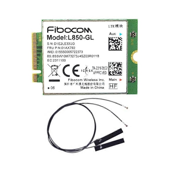 4G LTE langaton moduuli L850-GL ThinkPad X1 Carbon Gen6 X280 T580 T480s L480 -malleille
