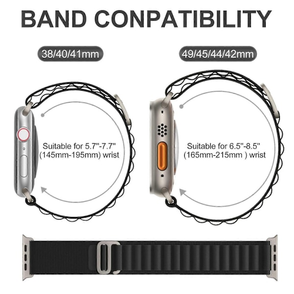 Rem til Alpine Loop Nylon Armbånd correa iwatch Series Ultra 8 SE 7 6 3 5 Kompatibel Apple Watch Rem-Xin Green 42mm 44mm 45mm 49mm