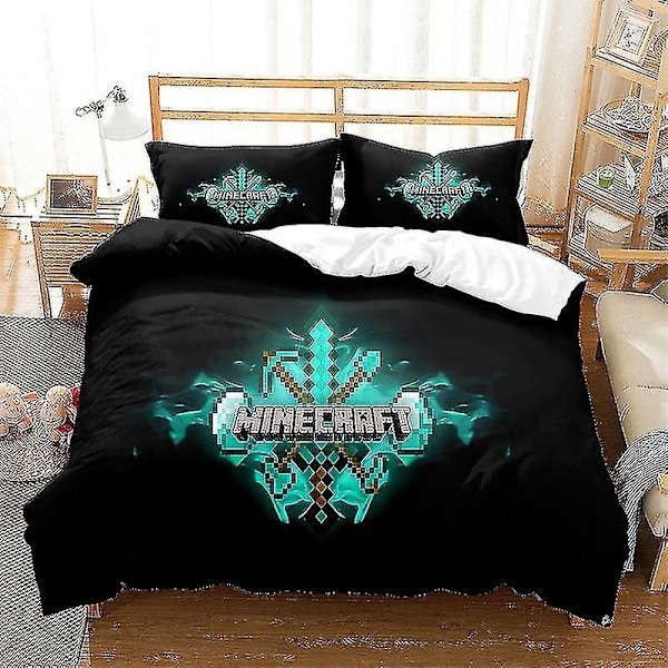 Minecraft Serie Tredelat Påslakanset Sandat Tvådelat Set_h-xindaren D 180*210three-piecesuit