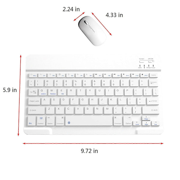 Bluetooth Tastatur & Mus Bærbar BT Trådløs Tastatur & Mus for Android PC Nettbrett-Xin WH