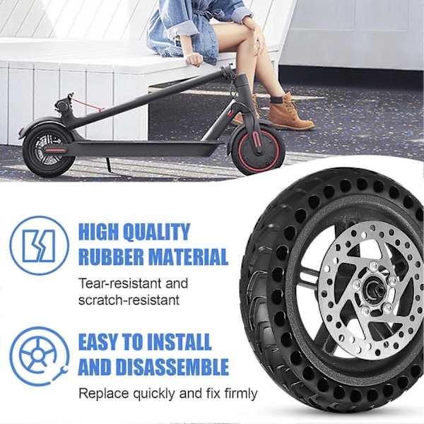 Elektrisk sparkcykel bakdäck med hjulnav skivbroms set 8,5 tum Solid elektrisk sparkcykel hjulbyte Kompatibel med Xiaomi M365 -xindaren