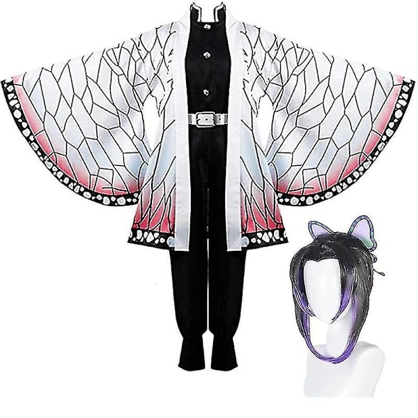 2023 - Demon Slayer Bror og Søster Kamado Nezuko Cosplay Kostume Outfit Kimono Anime Kostume Paryk - Wig-e-Xin Shinobu and wig L