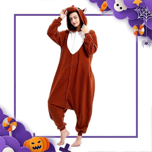 Voksen Onesie Pyjamas Dyr Onesie Halloween Kostume Julepyjamas Onesie-Xin Coffee Reindeer Large