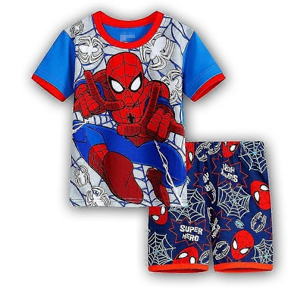 Børne T-shirt og Shorts Sæt til Drenge og Piger - Superhelt, Kortærmet, Sommer Casual Tøj - Xin Spiderman A 6-7 Years