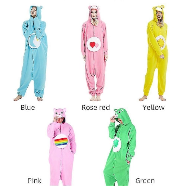Tecknad Björn Onesie Pyjamas för Vuxna - Cosplay Kostym för Halloween - Mjuka Fleece Hemmakläder-Xin Yellow M