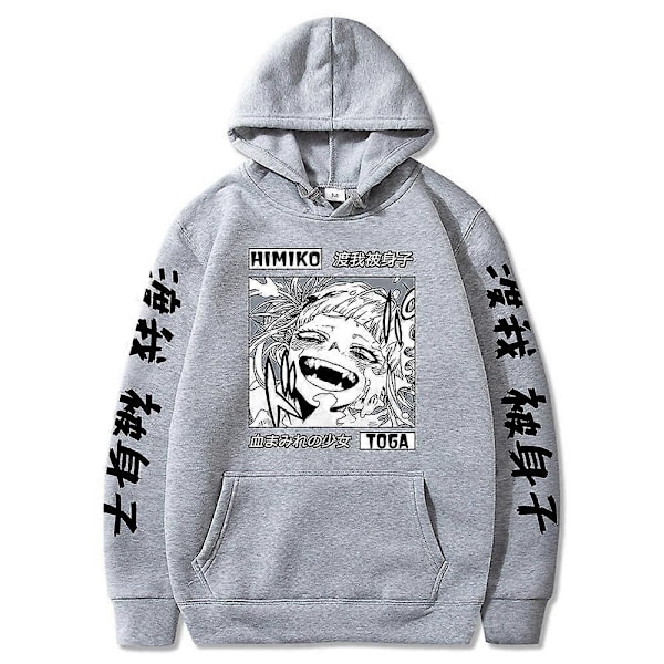 My Hero Academia Anime Hoodie Himiko Toga Bakugou Tryckt Huvtröja Herr Mode Tröja Unisex Svarta Streetwear Kläder Svart-Xin 4XL