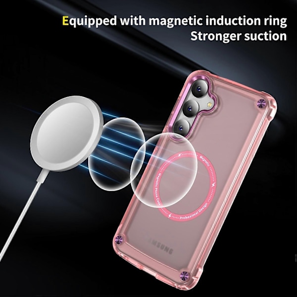 Til Samsung Galaxy S25 Telefon Cover Skin Touch TPU PC Telefon Beskyttelsesetui Kompatibel med MagSafe - Transparent Pink - Xin Transparent Pink