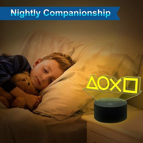 3D Illusion Lampe, Playstation Lampe, Gamer Lampe Med Fjernbetjening-Xin