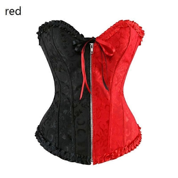 Överbyst korsett sexig spets plus size erotisk dragkedja blommig dam bustier korsett underkläder toppar-Xin red M  819red