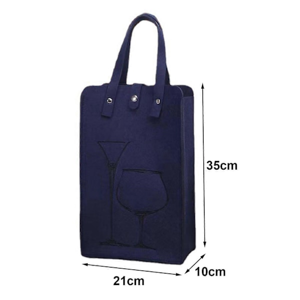 Punaviinilahjakassissa on vahva kantavuus, paksu pitkä kahva, uudelleenkäytettävä, vahvat ompeleet, putoamisen esto, tuplapullo festivaali hääjuhla-Xin Dark Blue