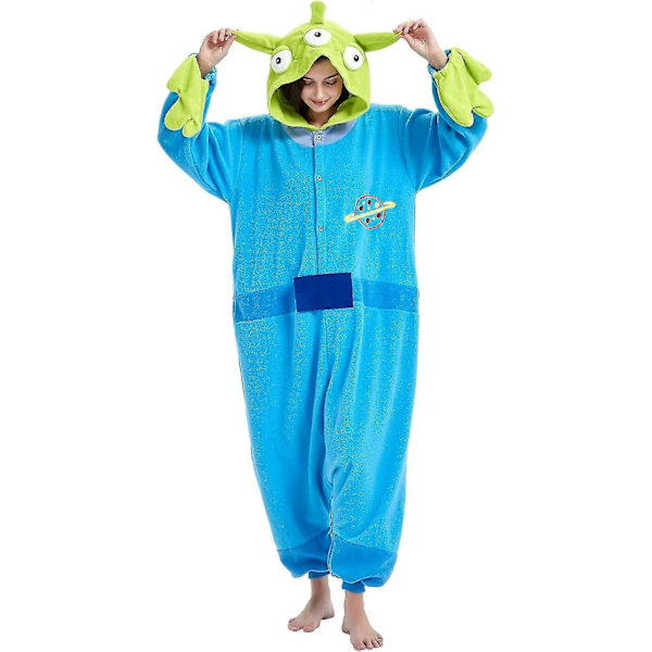 Aikuisille tarkoitetut yhden osan pyjama-asu eläinaiheisella kuviolla, Halloween-asu, joulupyhän pyjama-asu, yhden osan asu - Xin Aliens X-Large