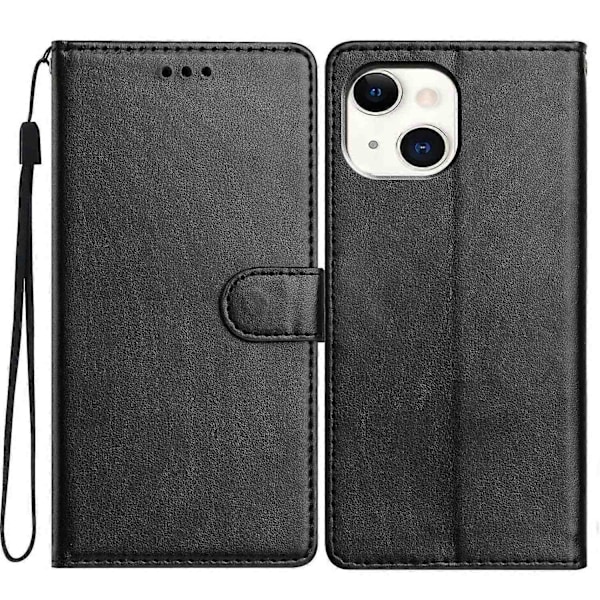 Kompatibel med iPhone 13 Läder Plånboksfodral Ställskydd med Praktisk Rem - xindaren Black
