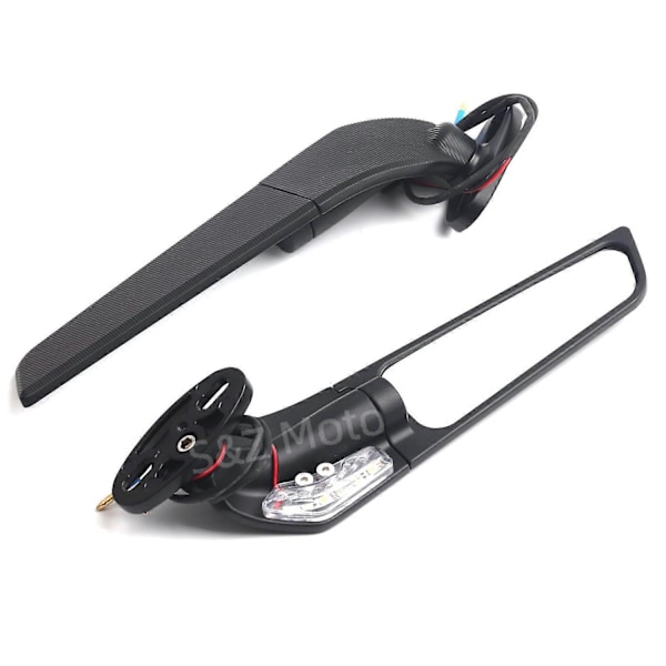 för Kawasaki ZX10R ZX9R ZX7R ZX6R ZX636 ZX12R ZX14R Modifierad Vindvinge Justerbar Roterande Backspegel Motorcykelspegel med Ljus maxpower-Xin Extra Large Mirror