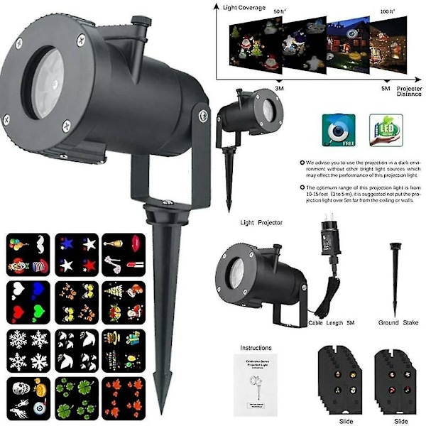 LED-projektorlys for julebelysning, LED-projektor kompatibel med jule-/halloween-projektorlys, vanntett IP65 julebelysning utendørs LED-Xin