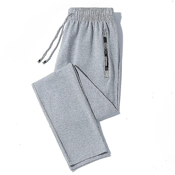 Herre Sweatpants Plus Size Stor 6XL Glidelås Lomme Casual Sport Sporbukser Stretch Løpebukser Mannlige Rett Løse Joggebukser-Xin Gray 6XL