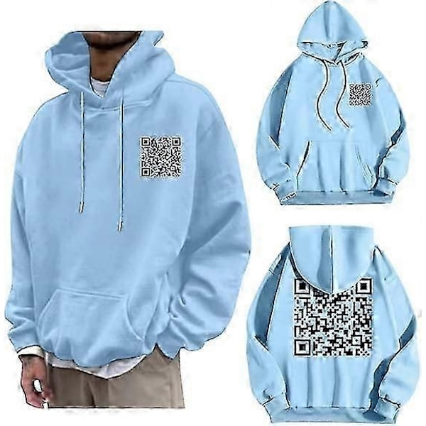 F**k You QR Kode Hættetrøje Sjov QR Scan Kode Joke Hættetrøje Unisex, Unisex Oversize Hættetrøje Sweatshirt Skjorter toppe S-5XL-Xin Blue 3XL
